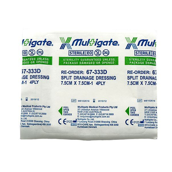 Multigate Split Drain Dressing 7.5x7.5cm