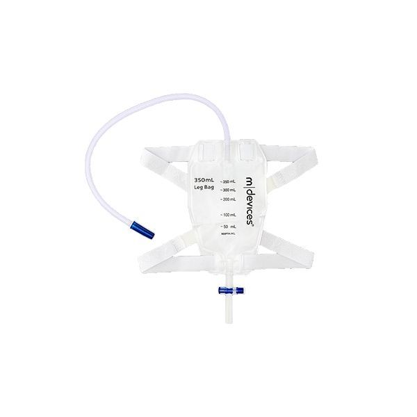 LEG BAG 350ML T Tap Non Return Valve 50cm long Tube Silicone Lined Straps