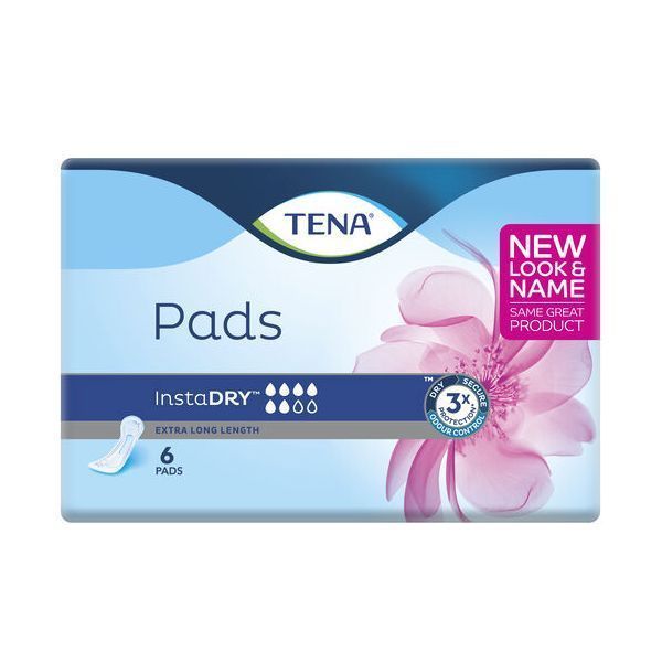 Tena Pads InstaDry Extra Long Length 518ml Working Capacity Pk 6