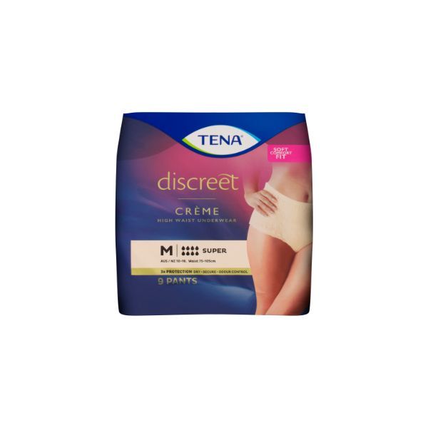 Tena Pants Discreet Crème Medium 75-10cm 606ml Pack 9