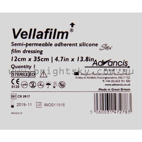 Vellafilm Silicone Film Dressing 12x35cm Box 10