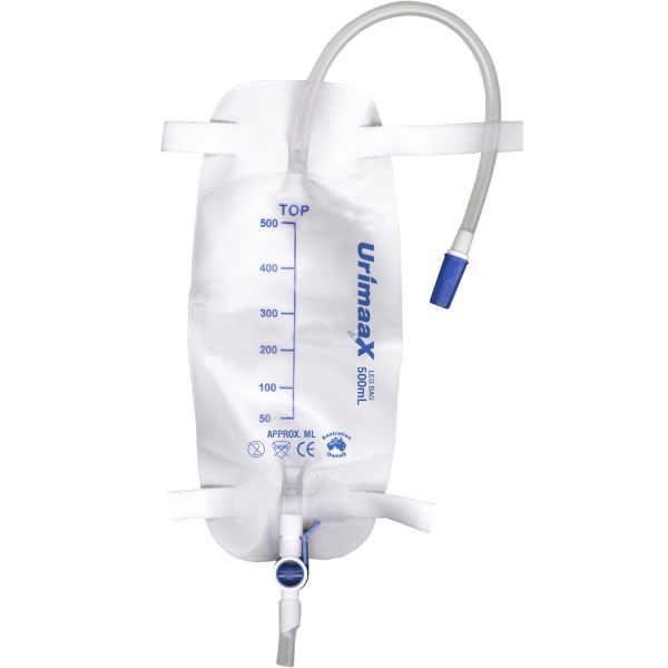 Urimaax Leg Bag Sterile 30cm Tube Flip Tap 500ml