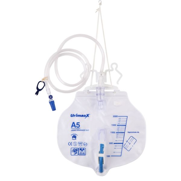 Urimaax Drain Bag A5 Sterile 120cm lever tap 2Lt