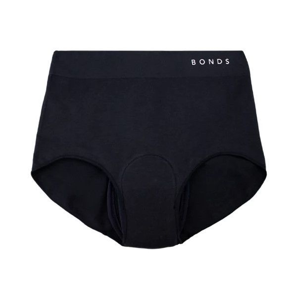 Womens Bonds Comfytails Brief with Pad Size 8 Black 250ml