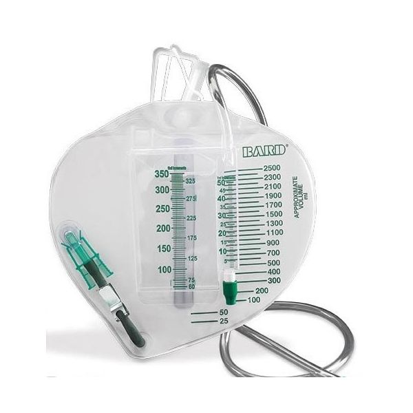 Bard Urine Meter 350ml with 2500ml Drainage Bag, 150cm Inlet