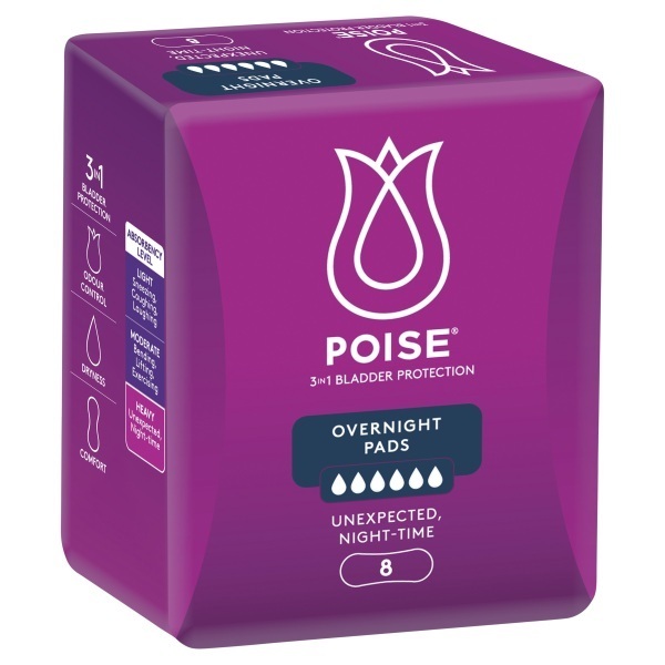 Poise Overnight Pads 770mL Pk8