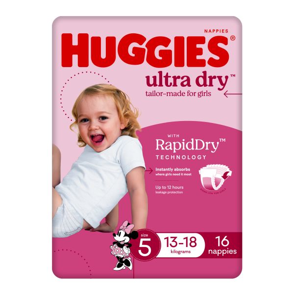 Huggies Ultra-Dry Walker Girl 13-18kg Pk16