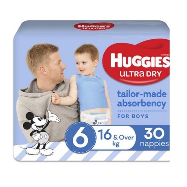 Huggies Ultra-Dry Junior Size 6 Boys 16kg + Carton 90 Bulk