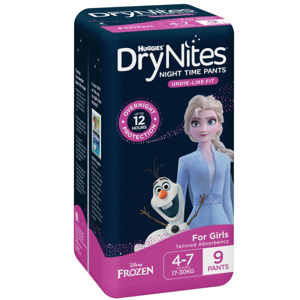 Huggies DryNites Pyjama Pants Size 4 Girl 17-30kg Pk9