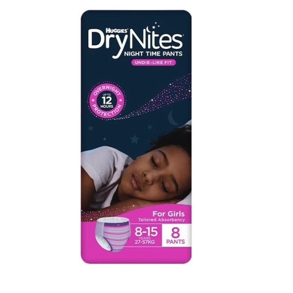 Huggies Drynites Pyjama Pant Size 5 Girl 27-57kg Pk8