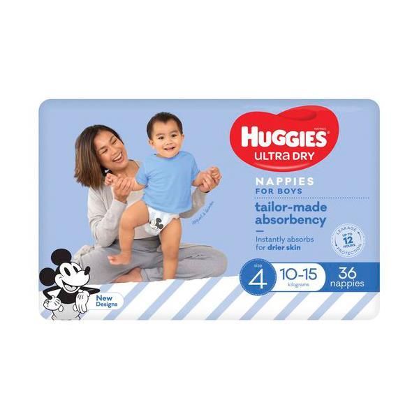 Huggies Ultra-Dry Nappies Toddler Boys 10-15Kg Pack 36