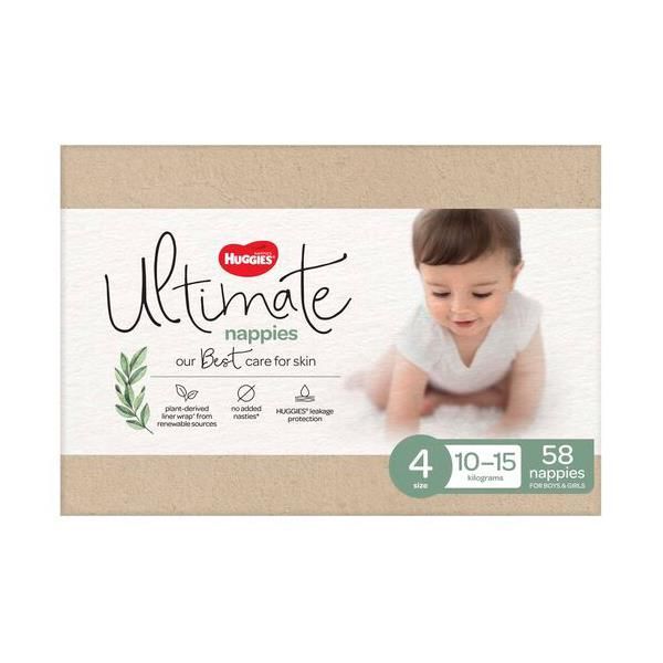 Huggies Ultimate Nappies Size 4 Toddler 10-15kg Carton 58