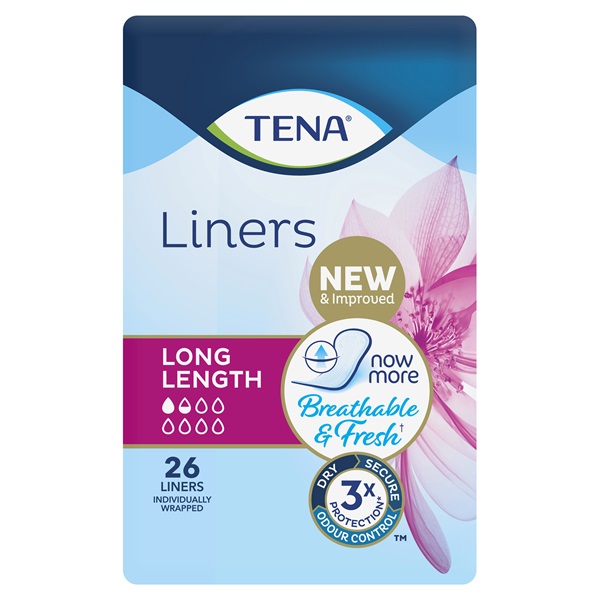 Tena Liners Long Length 40ml Pack 26