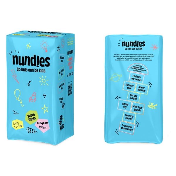Nundies Youth Pants 8-15Yrs 27-57kg 1000ml Pk12