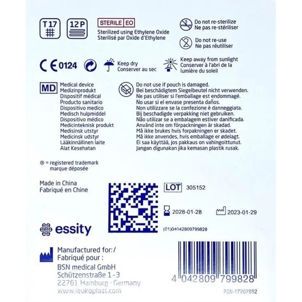 Leukoplast Compress Cotton Gauze 7.5cm x 7.5cm Sterile 8ply White Pack 5 - Image 3