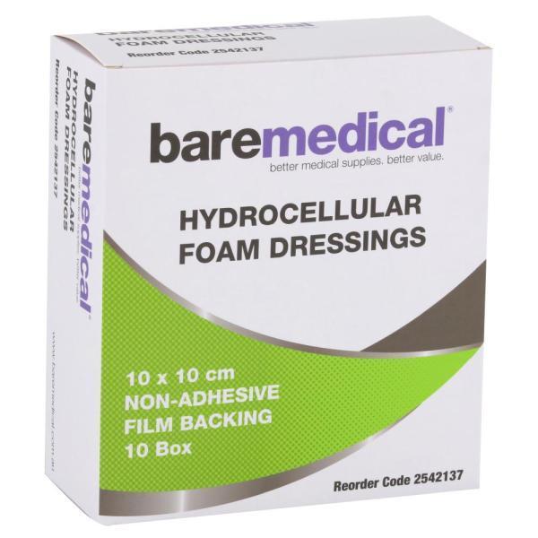 Bare Medical Hydrocellular Foam Non Adhesive 10x10cm Sterile Box 10