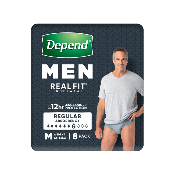 Depend Real Fit underwear Mens Medium 880ml 71-102cm Pk8