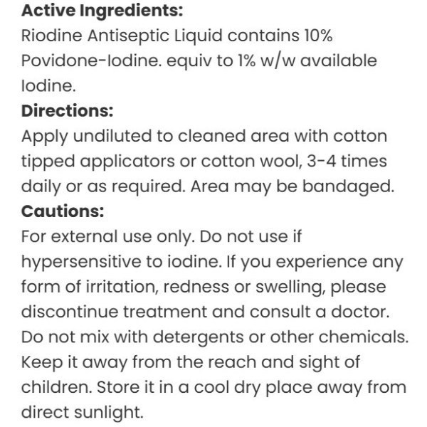 Riodine Povidone Iodine 100ml - Image 2