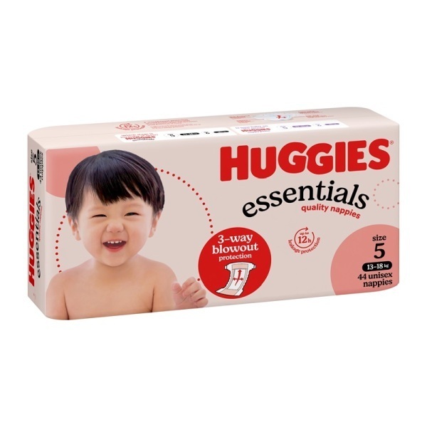 Huggies Nappies Essential Walker Size 5 13-18Kg Pk 44