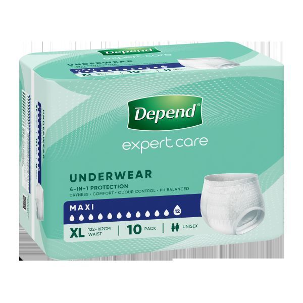 Depend Expert Care Maxi Unisex Underwear Size Extra Large 112cm - 162cm Pack 10