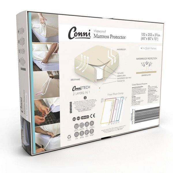 Conni Queen Waterproof Toggle Mattress Protector 153x203cm - Image 2