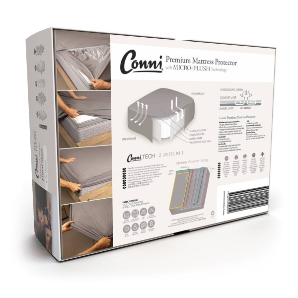 Conni Micro-Plush Waterproof Fitted Sheet Charcoal Single 92cm x 188cm - Image 2