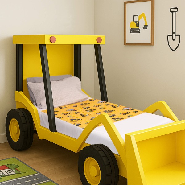 Conni Kids Bed Pad with Tuck-Ins 100cm x 100cm Truck Print - Image 2