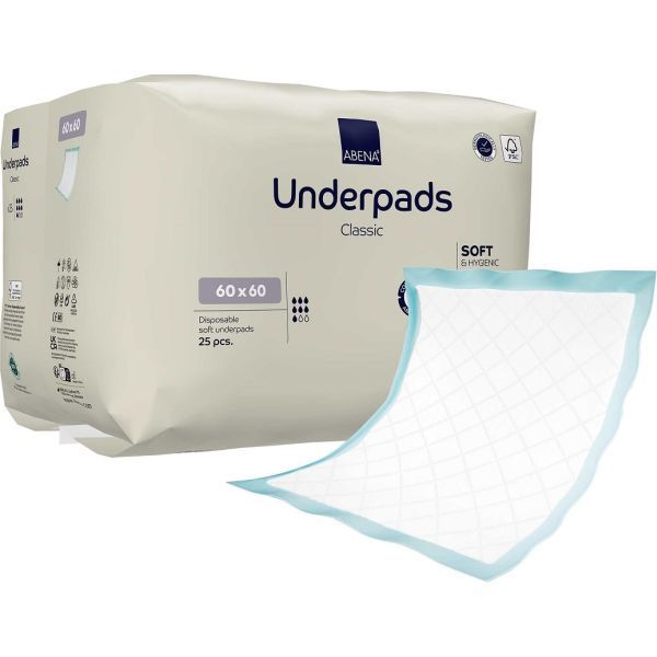 Abena Soft Classic Underpads 60x60cm 1300ml Pk25