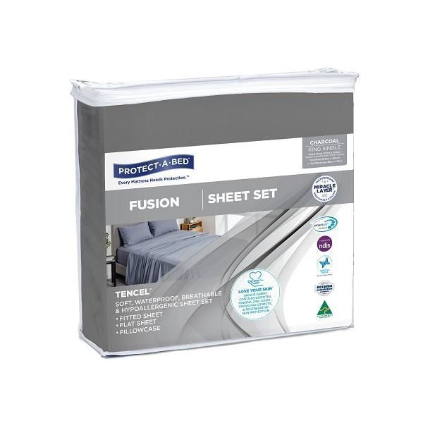Protect-A-Bed Fusion Sheet Set King Single Charcoal