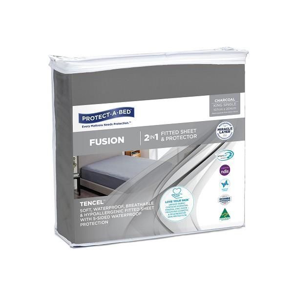 Protect-A-Bed Fusion Fitted Sheet King Single Charcoal