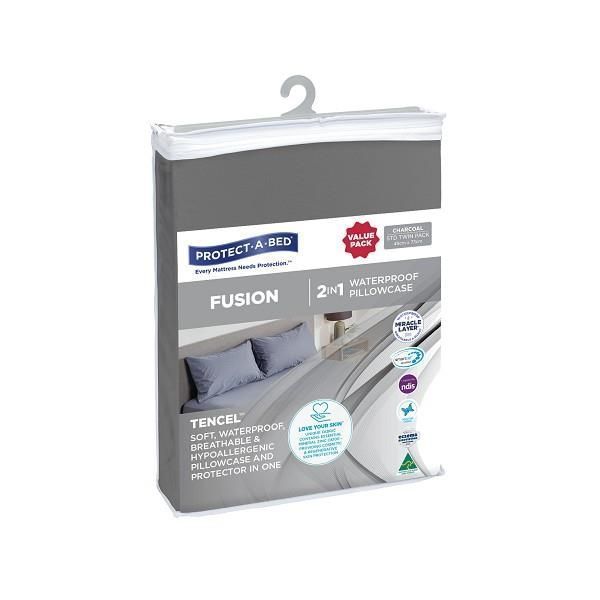 Protect-A-Bed Fusion Pillowcase Standard Twin Pack Charcoal