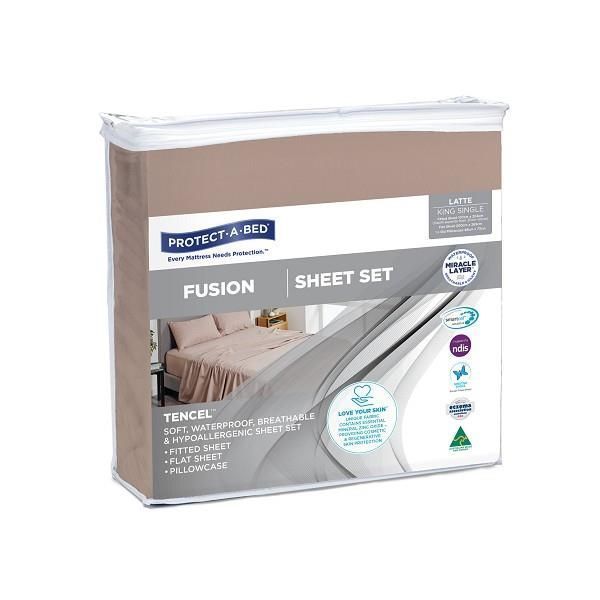 Protect-A-Bed Fusion Sheet Set King Single Latte