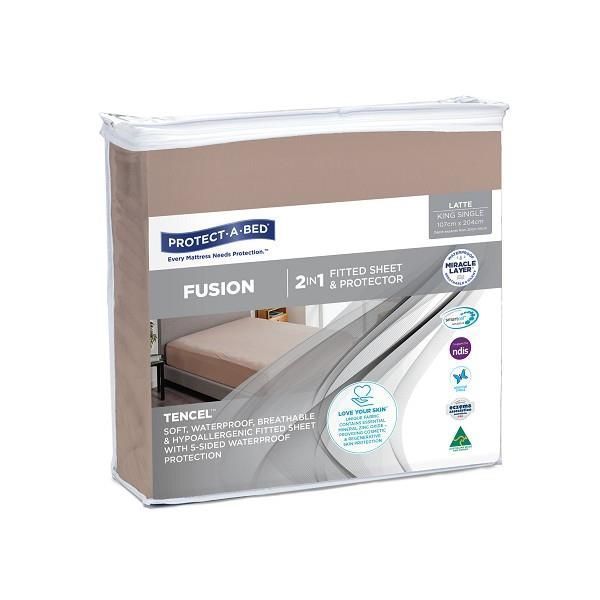 Protect-A-Bed Fusion Fitted Sheet King Single Latte