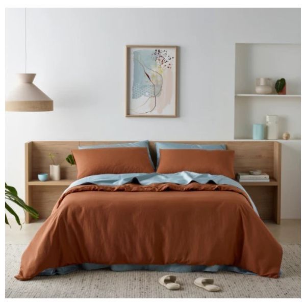 Staydry Water Resistant Quilt Cover Set Rust King Bed