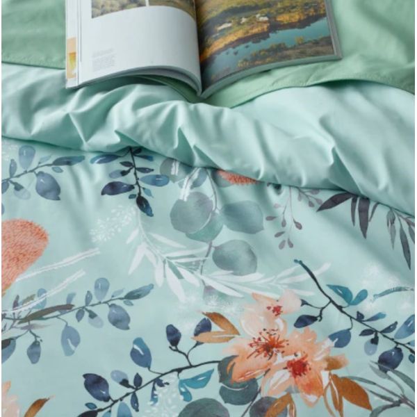 Staydry Native Blue Water Resistant Quilt Cover Set King Bed - Image 2