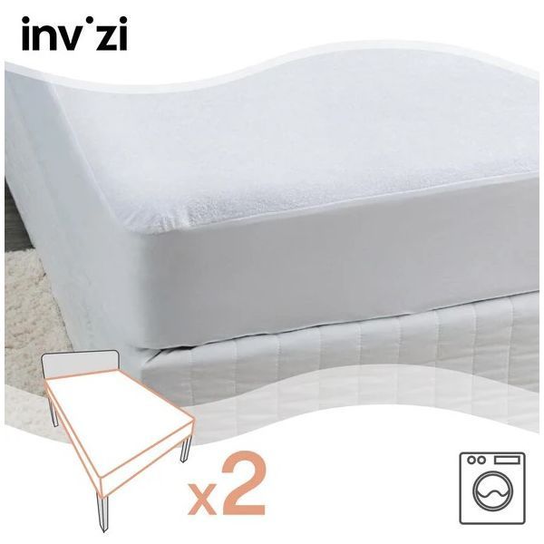 Invizi Fitted Sheet Waterproof King Single Twin Pack
