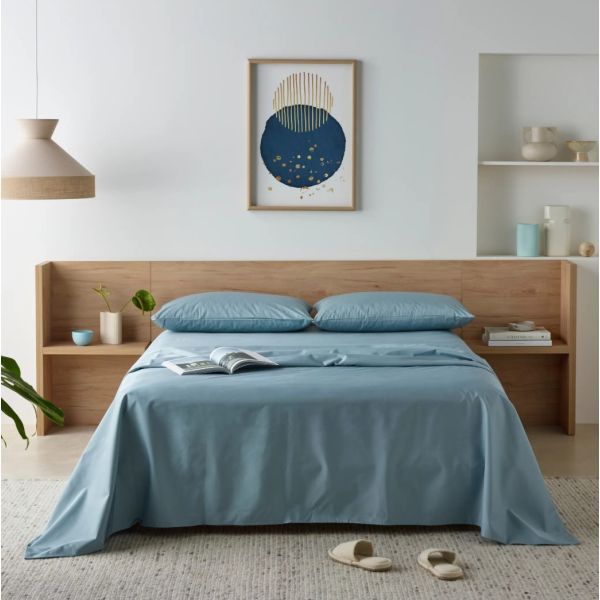 Staydry Bamboo Waterproof Sheet Set Queen Bed Blue