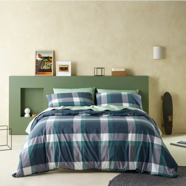 Staydry Forest Check Quilt Cover Set Queen Bed