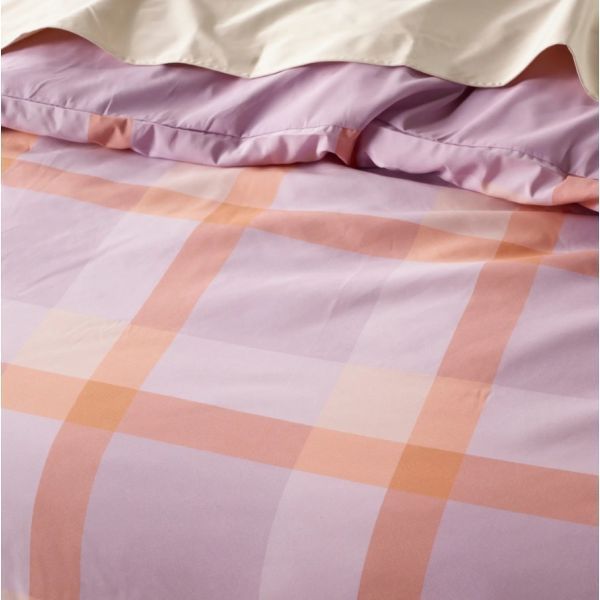 Staydry Lilac Blush Check Quilt Cover Set Single Bed