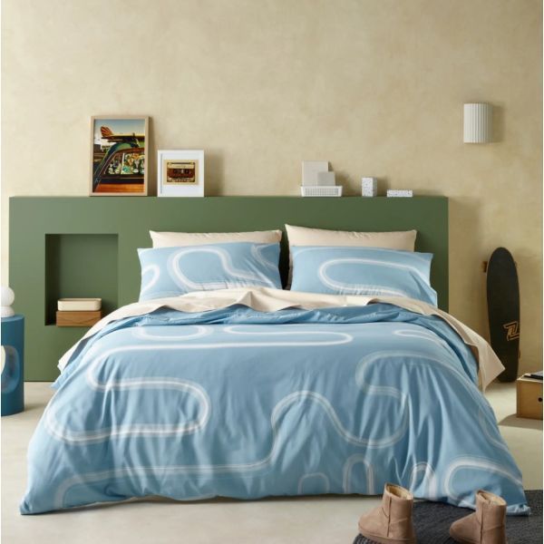Staydry Kaos Blue Quilt Cover Set King Bed