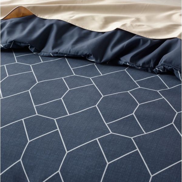 Staydry Geo Denim Quilt Cover Set Single Bed