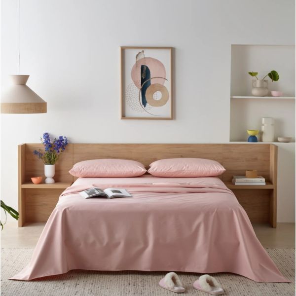 Staydry Waterproof Bamboo Fitted Sheet Blush King Bed