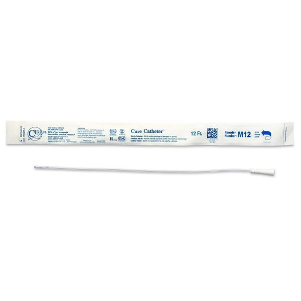 Image of Cure Catheter Uncoated Straight Tip Male FG12 Box 30 by Cure - medical product