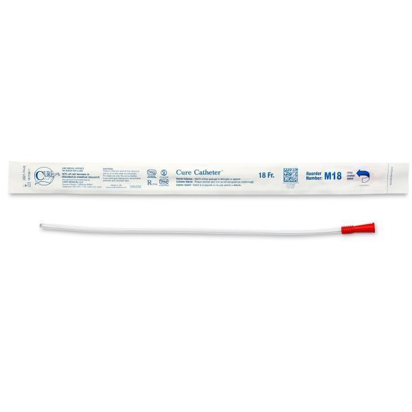 Image of Cure Catheter Uncoated Straight Tip Male FG18 Box 30 by Cure - medical product