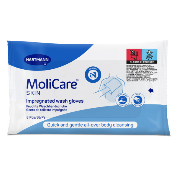 Molicare Skin Impregnated Wash Gloves Pk8 by Molicare in Soaps and Washes