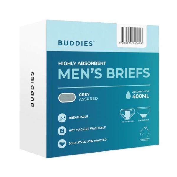 Buddies Assured Mens Brief Grey Large 100cm 400ml - Image 2