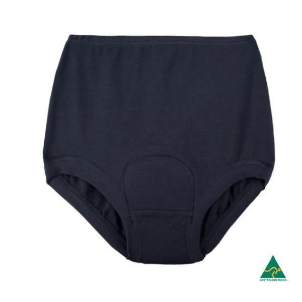 Women's Bonds Cottontail Full-brief with incontinence pad Size 18 (400ml) Black W80cm by NightNDay in Female Size 18