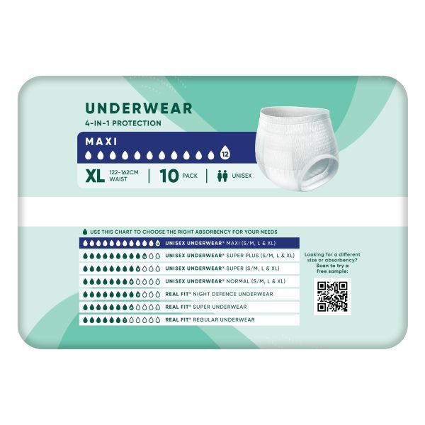 Depend Expert Care Maxi Unisex Underwear Size Extra Large 2700ml 112cm - 162cm Pack 10 - Image 3