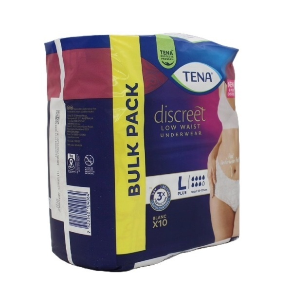 Tena Discreet Pants Women White Low Waist Large 95-125cm 615ml Pk10 - Image 4