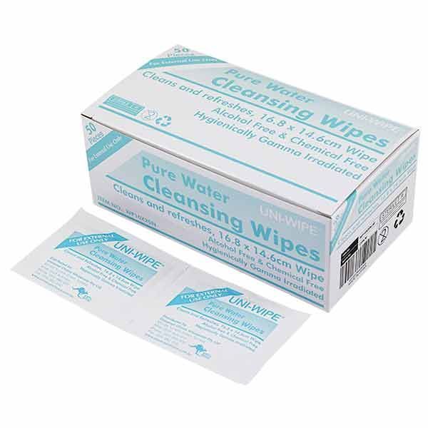 Sterile Water Wipe Sachet Box 50 by Uni-Wipe in Other Wipes